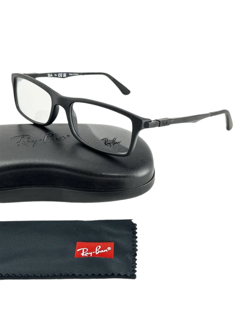 NEW RAY-BAN RB 7056 5644 MATTE BLACK GOLD AUTHENTIC FRAMES EYEGLASSES 55-17 3