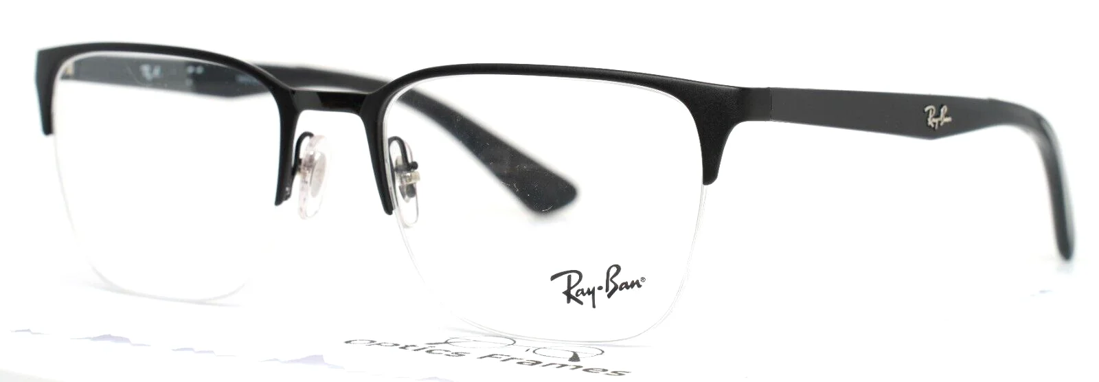 RAY BAN RB6428 2995 Black Mens Rectangle Half Rim Eyeglasses 54-19-145 *READ*