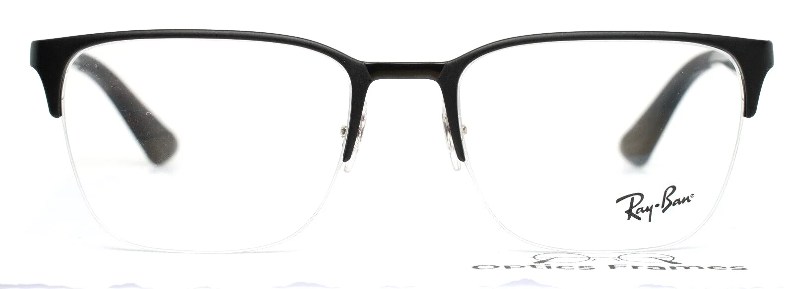 RAY BAN RB6428 2995 Black Mens Rectangle Half Rim Eyeglasses 54-19-145 *READ* 2